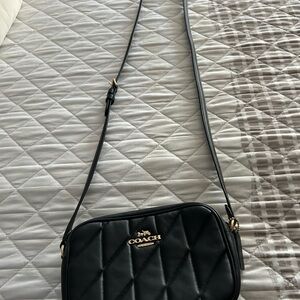 Coach Black Quilted Crossbody Bag with Gold Accents